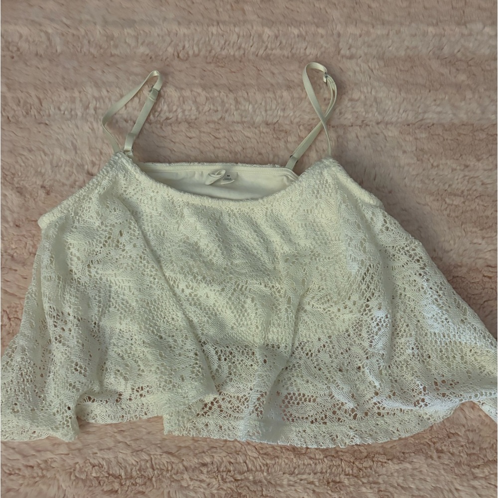 white medium lace tank top